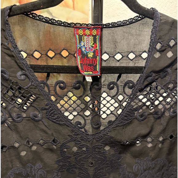 Johnny Was black longsleeve blouse size XS - Picture 8 of 10